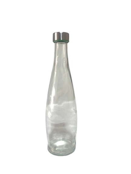 Flacon en verre transparent de 1 litre avec bouchon en métal